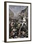 Roland Blowing His Warhorn in Battle Against the Saracens at Roncesvalle, 789 AD-null-Framed Giclee Print