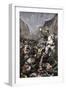 Roland Blowing His Warhorn in Battle Against the Saracens at Roncesvalle, 789 AD-null-Framed Giclee Print