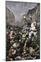 Roland Blowing His Warhorn in Battle Against the Saracens at Roncesvalle, 789 AD-null-Mounted Giclee Print