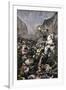 Roland Blowing His Warhorn in Battle Against the Saracens at Roncesvalle, 789 AD-null-Framed Giclee Print