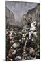 Roland Blowing His Warhorn in Battle Against the Saracens at Roncesvalle, 789 AD-null-Mounted Giclee Print