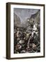 Roland Blowing His Warhorn in Battle Against the Saracens at Roncesvalle, 789 AD-null-Framed Premium Giclee Print