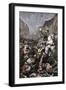 Roland Blowing His Warhorn in Battle Against the Saracens at Roncesvalle, 789 AD-null-Framed Premium Giclee Print