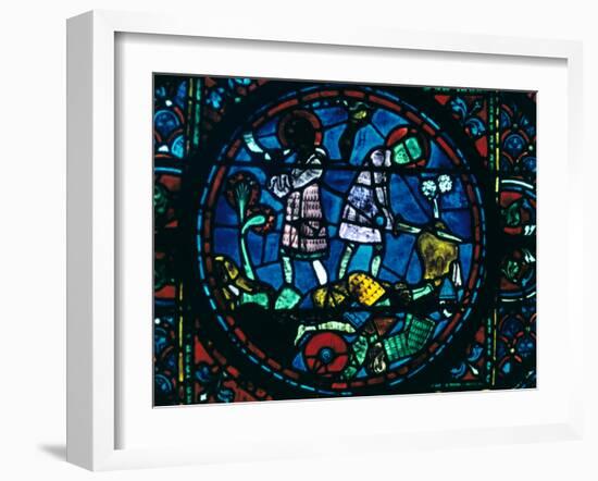 Roland Breaks His Sword and Sounds His Horn, Stained Glass, Chartres Cathedral, France, 1194-1260-null-Framed Photographic Print