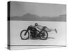 Roland Free Breaking World's Speed Record on Bonneville Salt Flats While Laying on His Bike-Peter Stackpole-Stretched Canvas