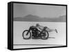 Roland Free Breaking World's Speed Record on Bonneville Salt Flats While Laying on His Bike-Peter Stackpole-Framed Stretched Canvas