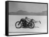 Roland Free Breaking World's Speed Record on Bonneville Salt Flats While Laying on His Bike-Peter Stackpole-Framed Stretched Canvas