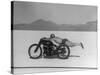 Roland Free Breaking World's Speed Record on Bonneville Salt Flats While Laying on His Bike-Peter Stackpole-Stretched Canvas