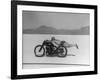 Roland Free Breaking World's Speed Record on Bonneville Salt Flats While Laying on His Bike-Peter Stackpole-Framed Premium Photographic Print