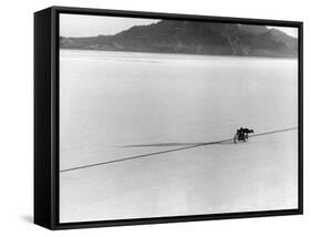 Roland Free Breaking World's Speed Record on Bonneville Salt Flats-Peter Stackpole-Framed Stretched Canvas