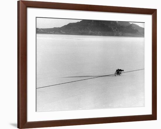 Roland Free Breaking World's Speed Record on Bonneville Salt Flats-Peter Stackpole-Framed Premium Photographic Print