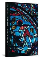 Roland pierces the giant Ferragut in the navel, stained glass, Chartres Cathedral, 1194-1260-Unknown-Framed Stretched Canvas