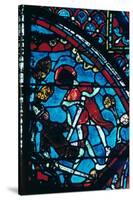 Roland pierces the giant Ferragut in the navel, stained glass, Chartres Cathedral, 1194-1260-Unknown-Stretched Canvas