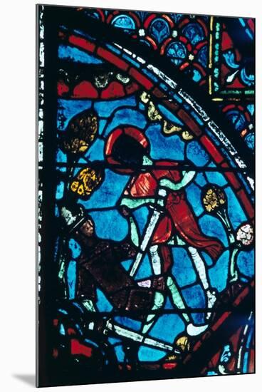 Roland pierces the giant Ferragut in the navel, stained glass, Chartres Cathedral, 1194-1260-Unknown-Mounted Giclee Print