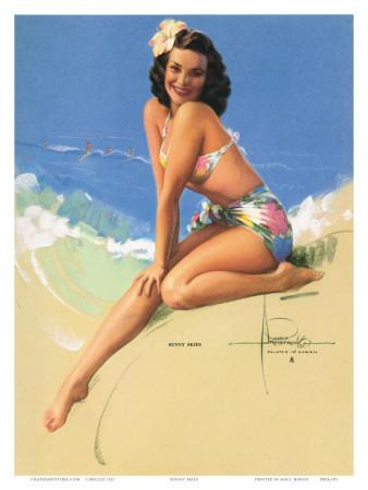 Sunny Skies, Pin-Up of Miss Hawaii 1950 Elsa Edsman, c.1953' Prints - Rolf  Armstrong | AllPosters.com