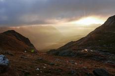 Blades of Grass in the Back Light, Sunrise Above the Spronser Col, South Tirol-Rolf Roeckl-Photographic Print