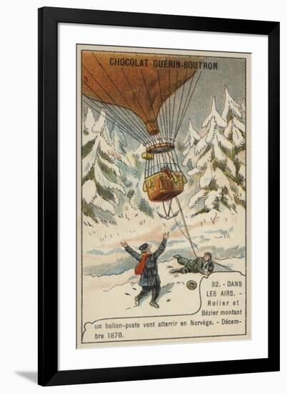 Rolier and Bezier's Postal Balloon Flight from Paris to Norway, December 1870-null-Framed Giclee Print