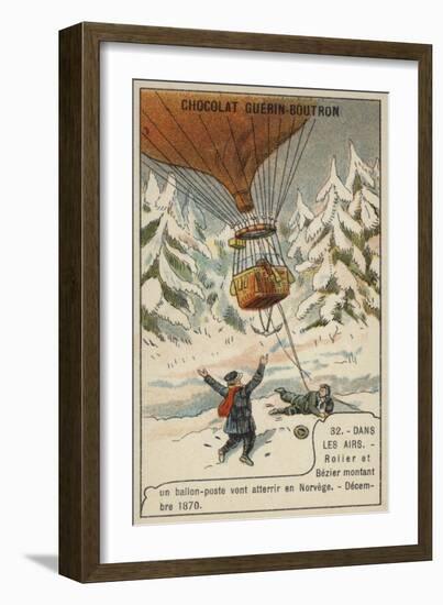 Rolier and Bezier's Postal Balloon Flight from Paris to Norway, December 1870-null-Framed Giclee Print