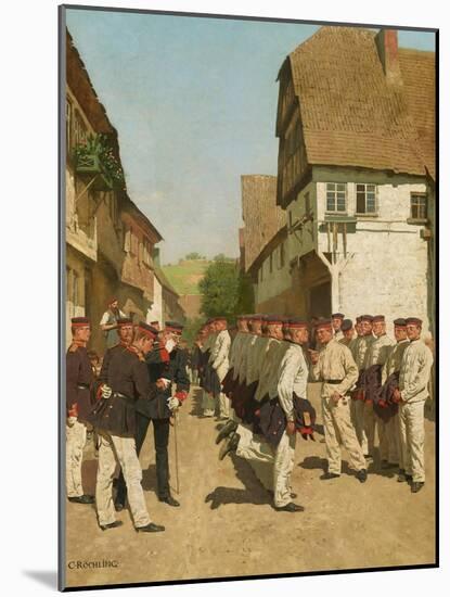 Roll-Call During on Maneuvers, before 1894-Carl Rochling-Mounted Giclee Print