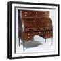 Roll-Top Writing Desk with Mahogany Veneer Finish, Made in Bordeaux, France-null-Framed Giclee Print