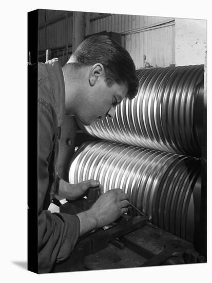 Roll Turning at the Edgar Allen Steel Foundry, Sheffield, South Yorkshire, 1962-Michael Walters-Stretched Canvas