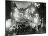 Rolland Street Maryhill Glasgow June 1953 Coronation Illuminations Decorations Crowds in Street-null-Mounted Photographic Print