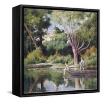 Rolleboise, Bathing-Maximilien Luce-Framed Stretched Canvas