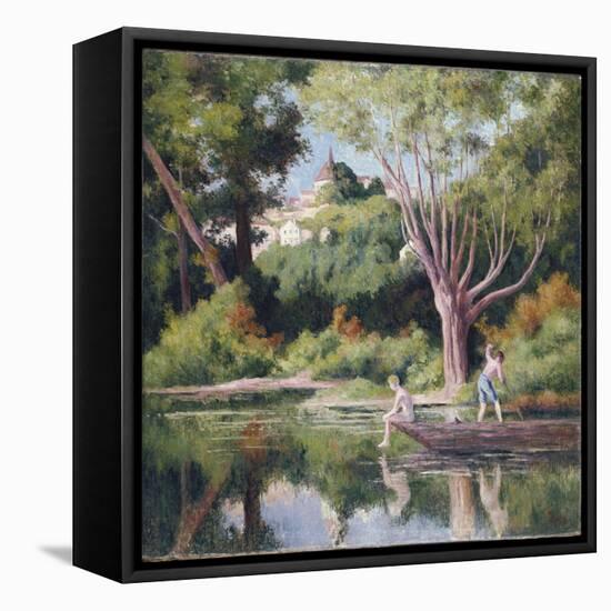 Rolleboise, Bathing-Maximilien Luce-Framed Stretched Canvas