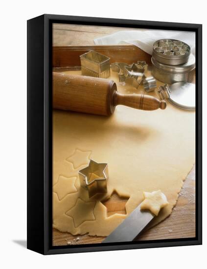 Rolled-Out Dough with Stars and Star Cutter-Eising Studio - Food Photo and Video-Framed Stretched Canvas