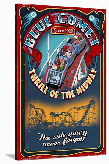 Roller Coaster - Vintage Sign-Lantern Press-Stretched Canvas