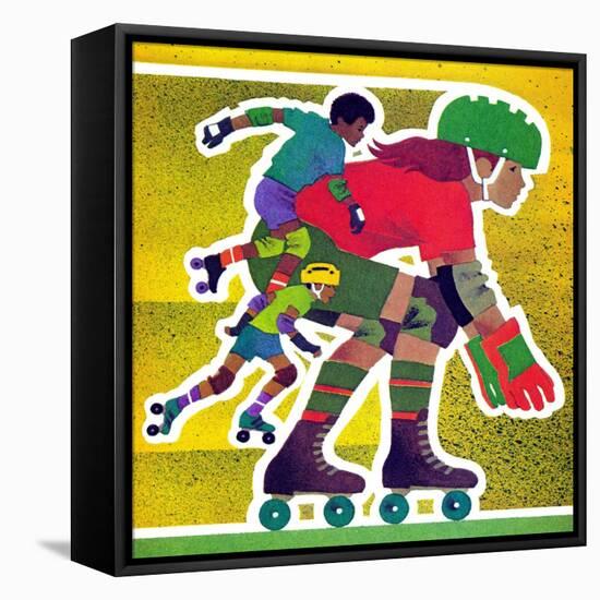 Roller Skate Race - Jack & Jill-Allan Eitzen-Framed Stretched Canvas