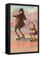 Roller Skater Hitching Ride-null-Framed Stretched Canvas