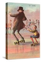 Roller Skater Hitching Ride-null-Stretched Canvas
