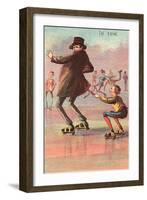 Roller Skater Hitching Ride-null-Framed Art Print