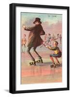 Roller Skater Hitching Ride-null-Framed Art Print