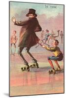 Roller Skater Hitching Ride-null-Mounted Art Print