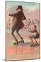 Roller Skater Hitching Ride-null-Mounted Art Print