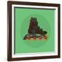 Roller Skates Skater Single Isolated with Green Flat Vector-Teguh Jati-Framed Art Print