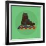 Roller Skates Skater Single Isolated with Green Flat Vector-Teguh Jati-Framed Art Print