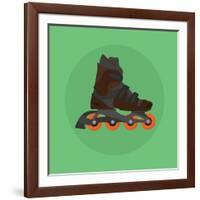 Roller Skates Skater Single Isolated with Green Flat Vector-Teguh Jati-Framed Art Print