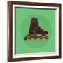 Roller Skates Skater Single Isolated with Green Flat Vector-Teguh Jati-Framed Art Print