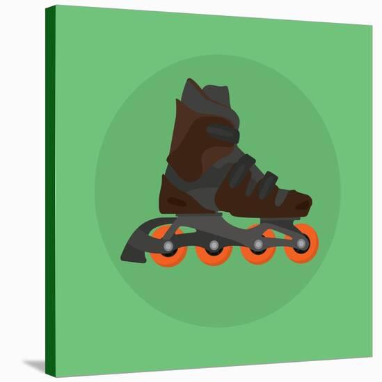 Roller Skates Skater Single Isolated with Green Flat Vector-Teguh Jati-Stretched Canvas