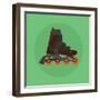 Roller Skates Skater Single Isolated with Green Flat Vector-Teguh Jati-Framed Art Print