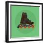 Roller Skates Skater Single Isolated with Green Flat Vector-Teguh Jati-Framed Art Print