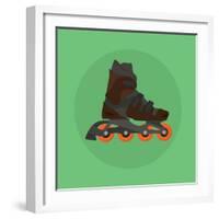 Roller Skates Skater Single Isolated with Green Flat Vector-Teguh Jati-Framed Art Print