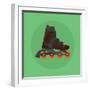 Roller Skates Skater Single Isolated with Green Flat Vector-Teguh Jati-Framed Art Print