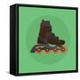 Roller Skates Skater Single Isolated with Green Flat Vector-Teguh Jati-Framed Stretched Canvas