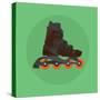 Roller Skates Skater Single Isolated with Green Flat Vector-Teguh Jati-Stretched Canvas