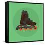 Roller Skates Skater Single Isolated with Green Flat Vector-Teguh Jati-Framed Stretched Canvas