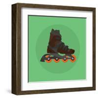 Roller Skates Skater Single Isolated with Green Flat Vector-Teguh Jati-Framed Art Print